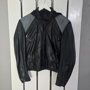 Triangles Leather Moto Biker Jacket VTG Black Size 42 Men's SM Women’s M 80s
